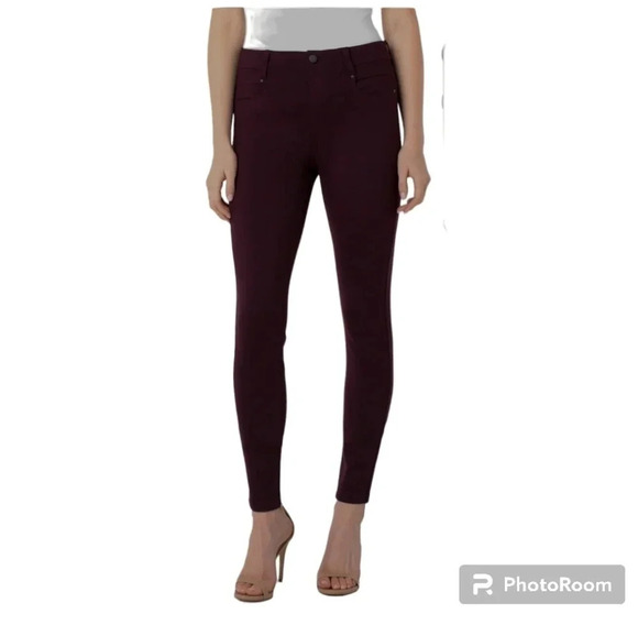LIVERPOOL The Gia Glider Pull-on skinny Eco Pant Aubergine Size 4 Petite